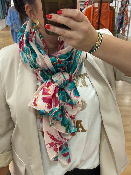 Foulard rose FLO