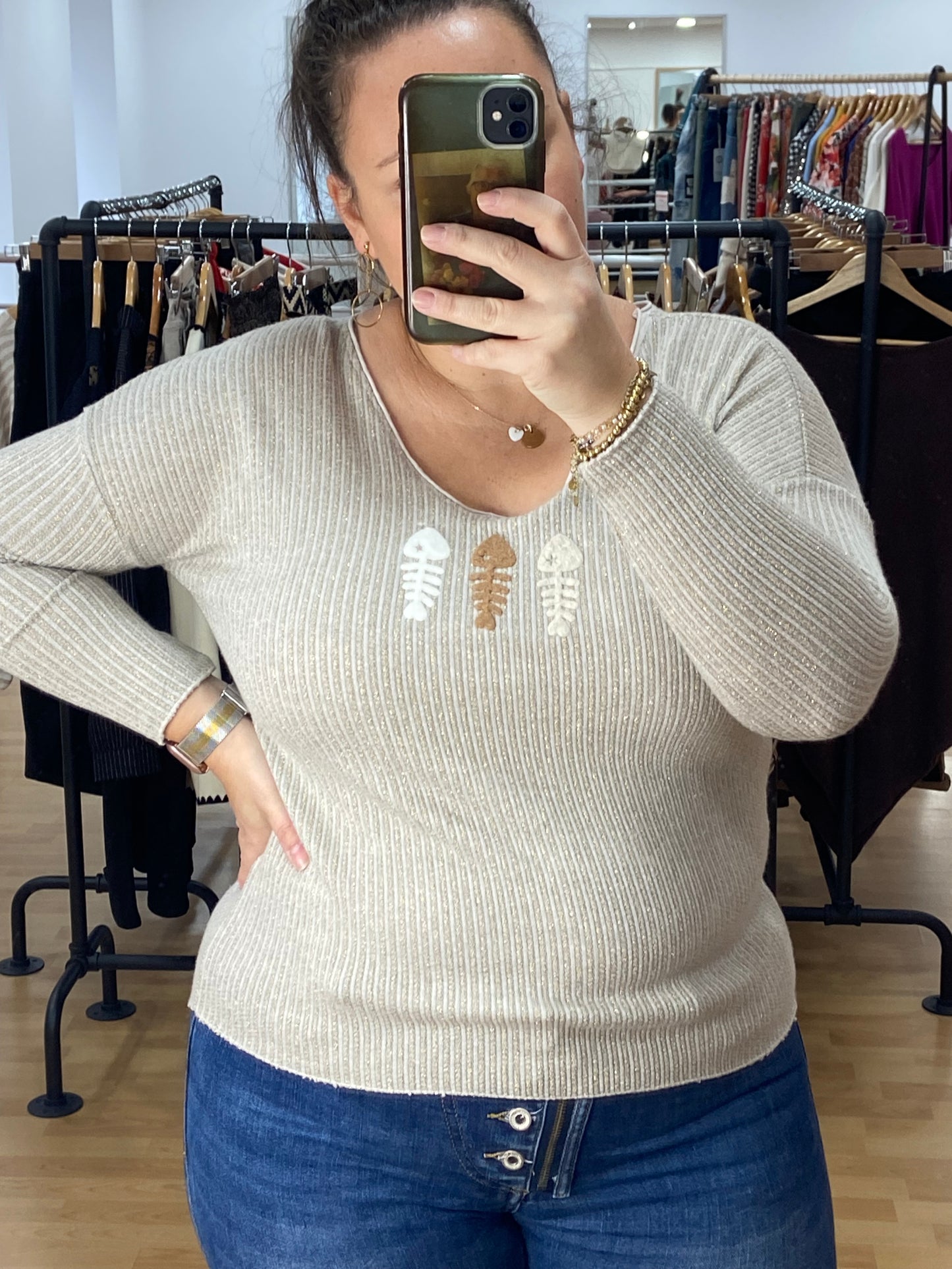 Pull beige POISSON