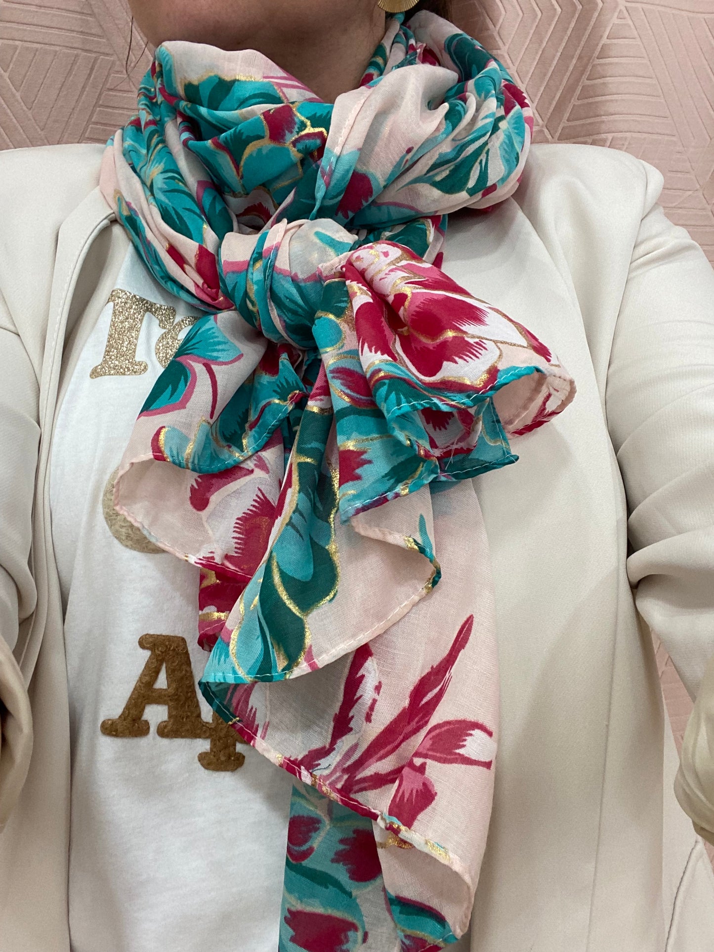 Foulard rose FLO