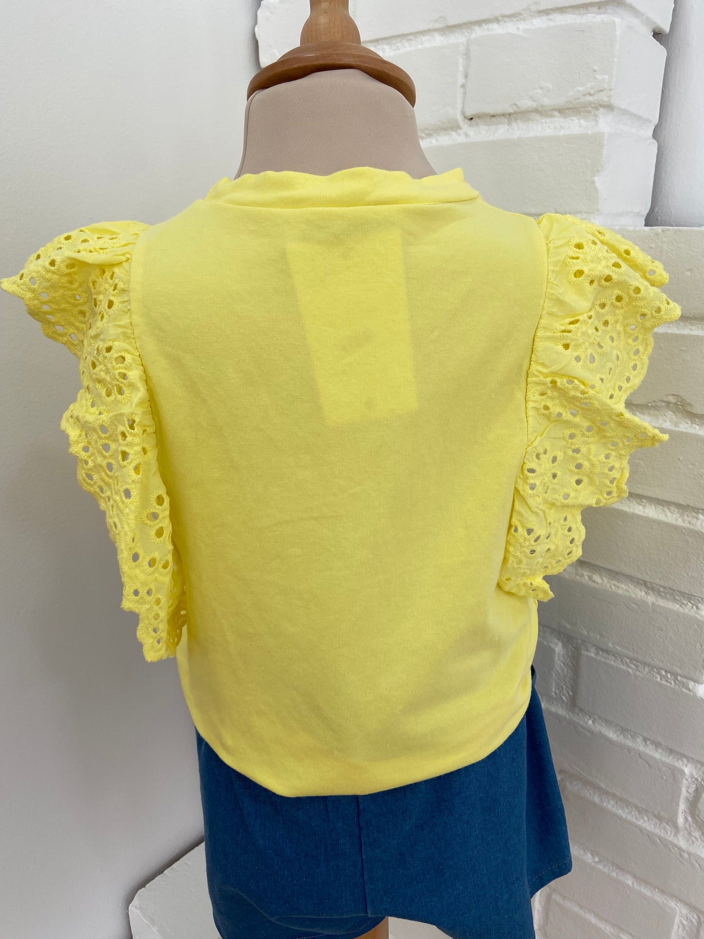 Tee-shirt fillette jaune BRODERIE