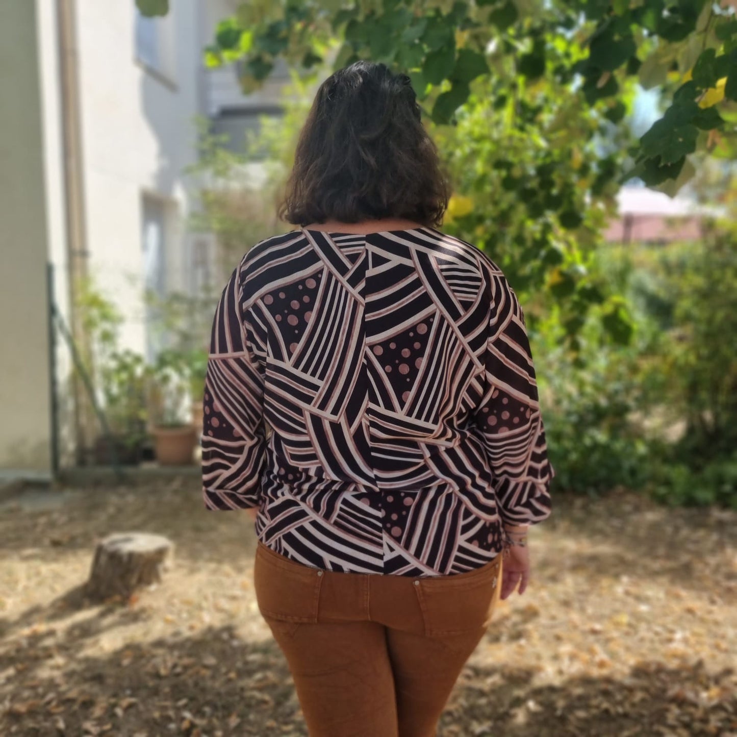 Blouse imprimée noir/crème DELILA