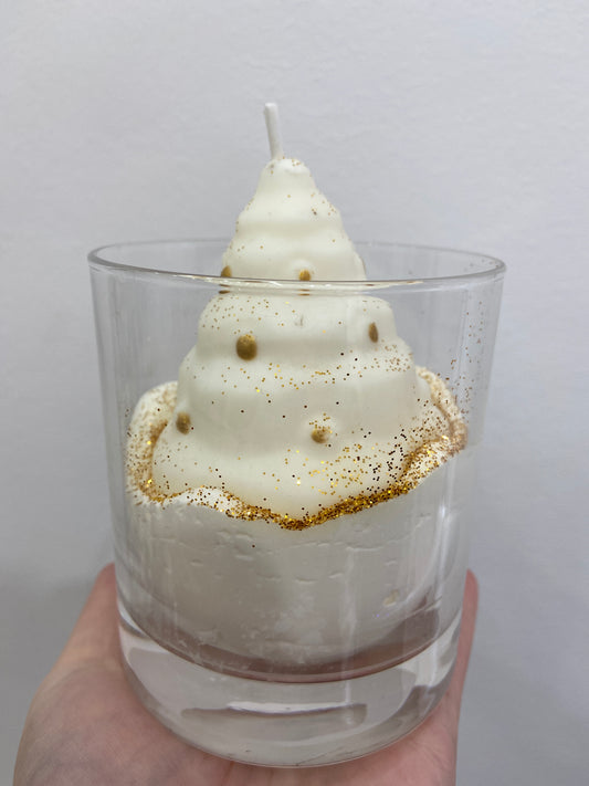 Bougie grand verre sapin blanc