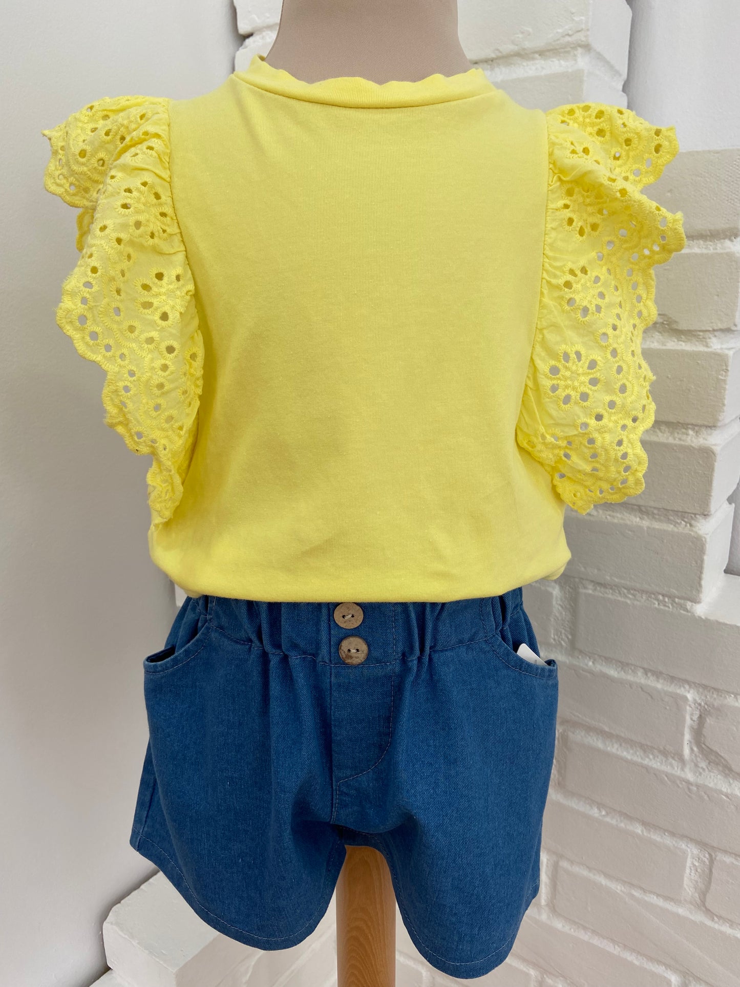 Tee-shirt fillette jaune BRODERIE