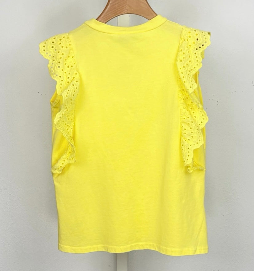 Tee-shirt fillette jaune BRODERIE