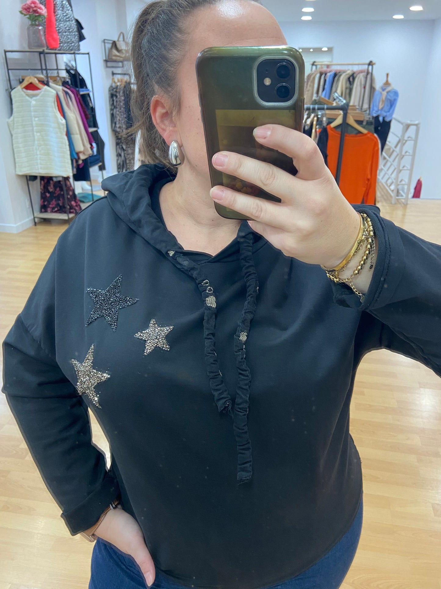 Sweat noir STRASS