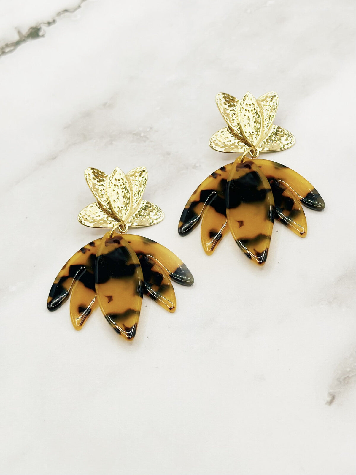 Boucles d’oreilles Léo brun FEUILLE