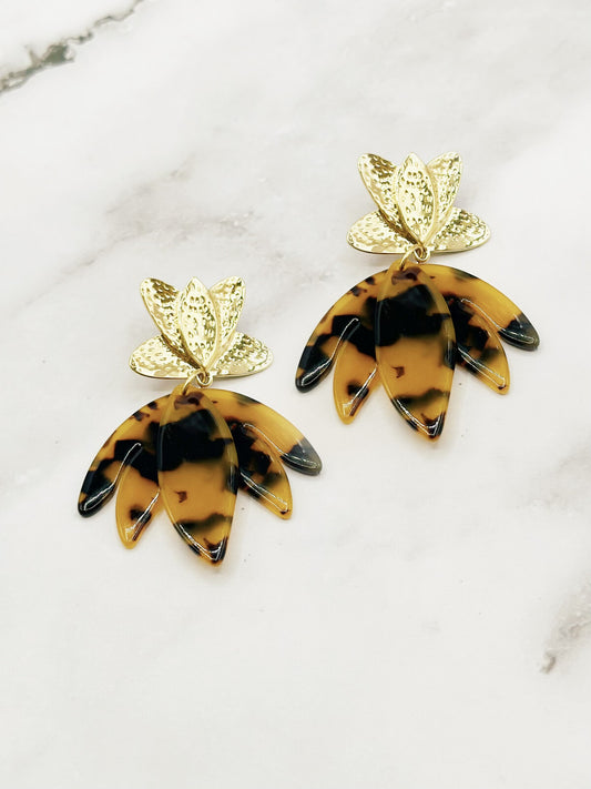 Boucles d’oreilles Léo brun FEUILLE