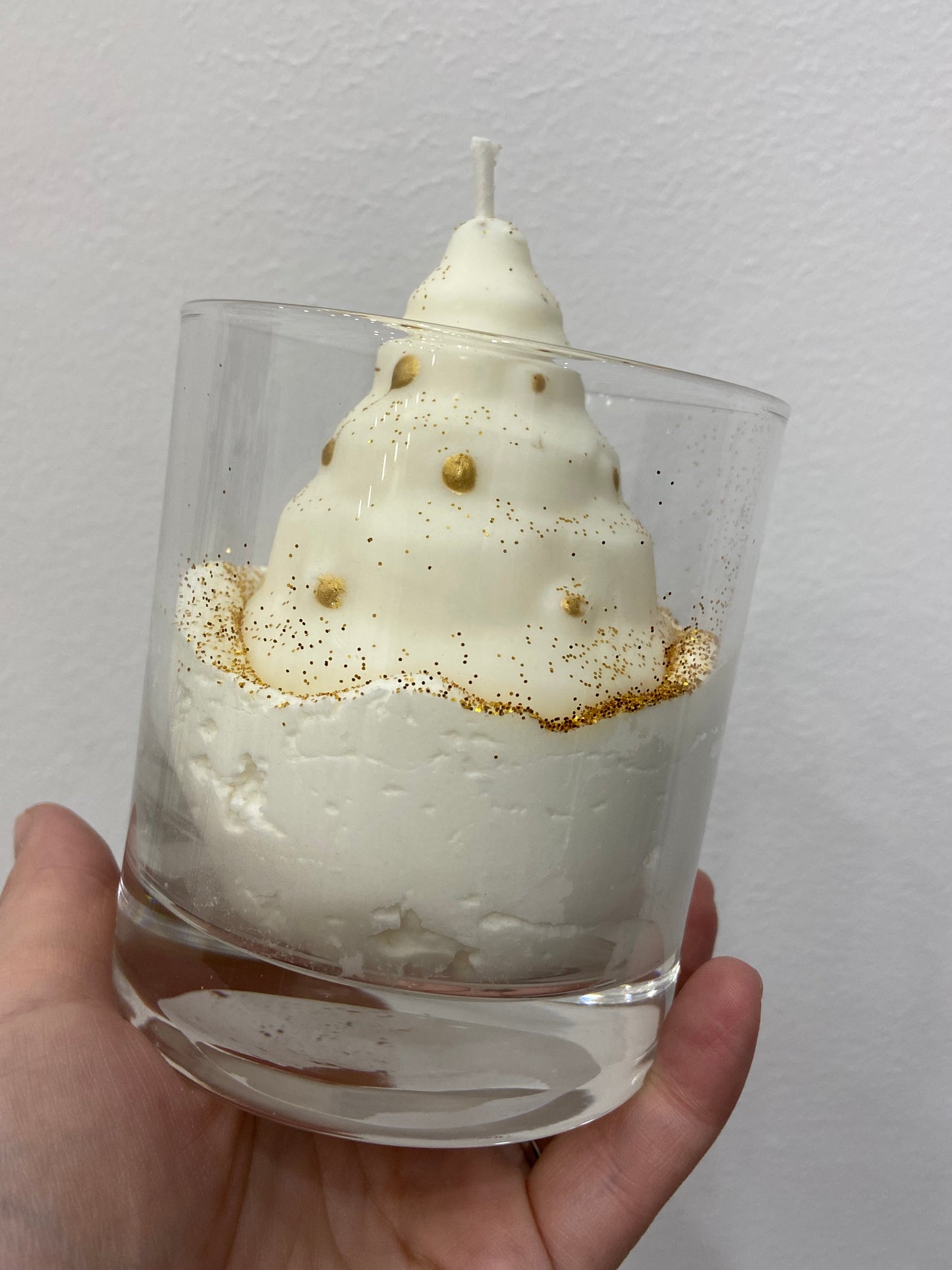 Bougie grand verre sapin blanc