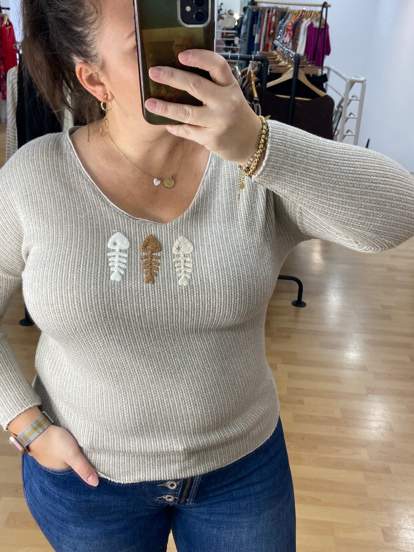 Pull beige POISSON